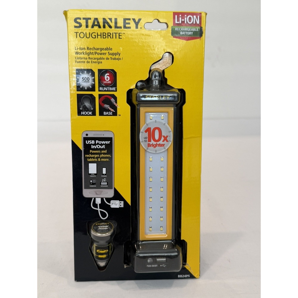 Stanley 500 Lumen LED Bar Work Light, BB24PS, USB In/Out, 360 Rotation, Magnetic